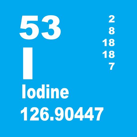 Iodine is a chemical element with symbol I and atomic number 53.の写真素材