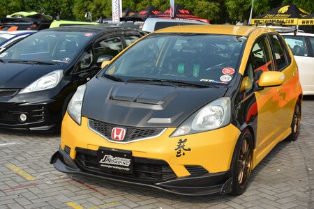 PASAY, PH - DEC. 7: Honda Jazz at Bumper to Bumper 15 car show on December 7, 2019 in Mall of Asia Concert Grounds, Pasay, Philippines.のeditorial素材