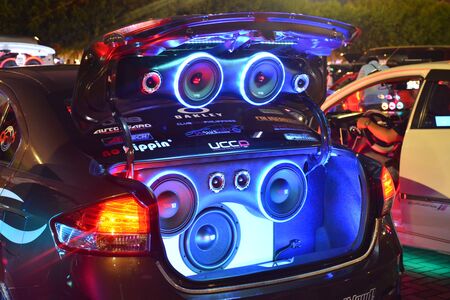 PASAY, PH - DEC. 7: Customized sound system of Honda City at Bumper to Bumper 15 car show on December 7, 2019 in Mall of Asia Concert Grounds, Pasay, Philippines.のeditorial素材