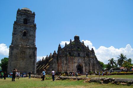 ILOCOS NORTE, PH - APR. 10: San Agustin Church of Paoay facade on April 10, 2009 in Marcos avenue, Paoay, Ilocos Norte, Philippines.のeditorial素材
