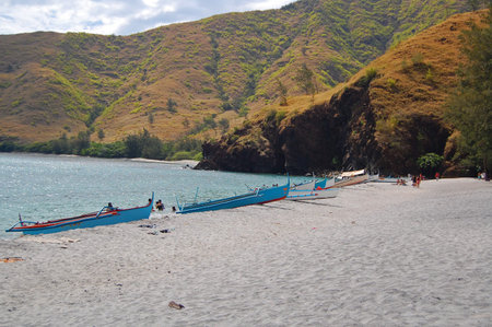 ZAMBALES, PH - MAY 1: Anawangin wooden boats on May 1, 2009 in San Antonio, Zambales. Anawangin Cove...