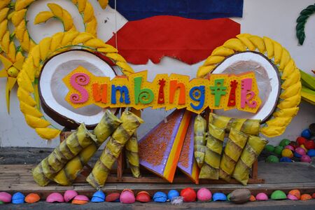 RIZAL, PH - NOV. 30: Sumbingtik Festival decoration on November 30, 2019 in Cainta, Rizal, Philippines. Sumbingtik is a portmanteau of suman, bibingka, and latik, the town's delicacies.のeditorial素材