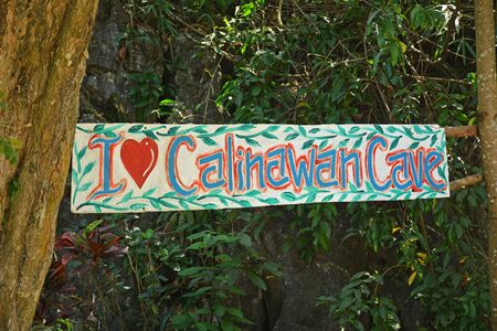 RIZAL, PH - DEC. 21: Calinawan cave entrance signage on December 21, 2019 in Tanay, Rizal, Phiilippines.のeditorial素材