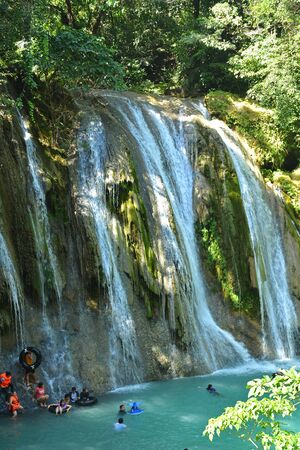 RIZAL, PH - DEC. 21: Daranak falls with crowd on December 21, 2019 in Tanay, Rizal, Philippines.のeditorial素材