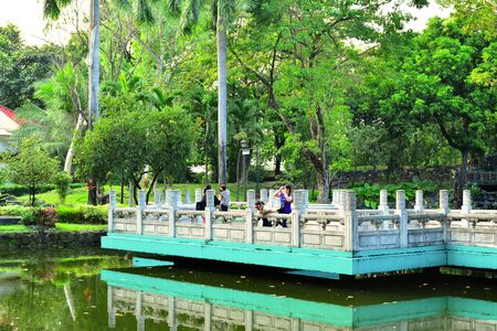 MANILA, PH - DEC. 29: Chinese Garden inside Rizal Park on December 29, 2016 in Roxas Boulevard, Manila. Rizal Park is one of the major tourist attractions and favorite leisure spot of Manila.