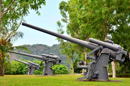 CAVITE, PH - DEC. 3: Japanese garden of peace anti aircraft display at Corregidor island on December 3, 2016 in Cavite, Philippines. Corregidor is an island located at the entrance of Manila Bay.のeditorial素材