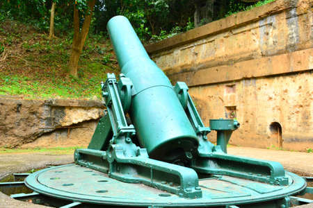 CAVITE, PH - DEC. 3: Battery Way mortar cannon display at Corregidor island on December 3, 2016 in Cavite, Philippines. Corregidor is an island located at the entrance of Manila Bay.のeditorial素材