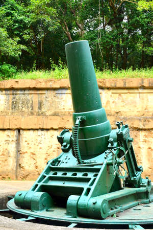 CAVITE, PH - DEC. 3: Battery Way mortar cannon display at Corregidor island on December 3, 2016 in Cavite, Philippines. Corregidor is an island located at the entrance of Manila Bay.のeditorial素材