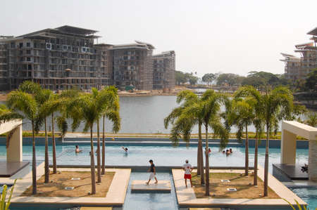 BATANGAS, PH - APRIL 23: Swimming pool view at Pico De Loro, Hamilo Coast on April 23, 2011 in Nasugbu, Batangas, Philippines.のeditorial素材