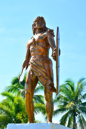 CEBU, PH - OCT. 8: Lapu Lapu Shrine on October 8, 2016 in Mactan Island, Cebu, Philippines. The Lapu Lapu shrine is a 20 meter bronze memorial statue erected on Mactan Island, Cebu, Philippines.のeditorial素材