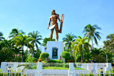 CEBU, PH - OCT. 8: Lapu Lapu Shrine on October 8, 2016 in Mactan Island, Cebu, Philippines. The Lapu Lapu shrine is a 20 meter bronze memorial statue erected on Mactan Island, Cebu, Philippines.のeditorial素材