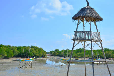 CEBU, PH - OCT 8: Bamboo guard post at Lapu Lapu City on October 8, 2016 in Mactan island, Cebu, Philippines.のeditorial素材