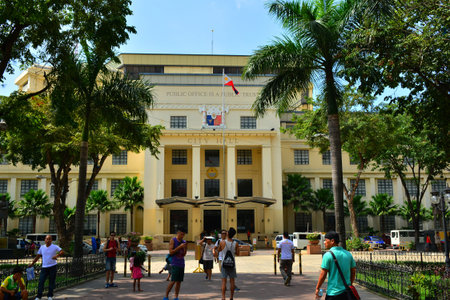 CEBU, PH - OCT. 10: Cebu City Hall facade on October 10, 2016 in Magallanes, Cebu, Philippines. The Cebu City Hall is home to the mayor, vice mayor, councilors, and city administrator.のeditorial素材