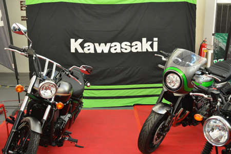 PASIG, PH - MAR. 7: Kawasaki motorcycle booth at 2nd Ride Ph on March 7, 2020 in Pasig, Philippines. Ride Ph is a motorcycle exhibit in the Philippines.のeditorial素材