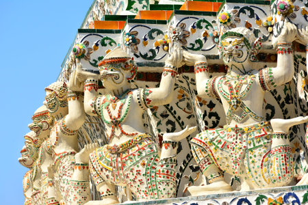 BANGKOK, TH - DEC. 12: Wat Arun god figures on December 12, 2016 in Bangkok, Thailand. Wat Arun or...
