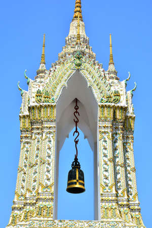 BANGKOK, TH - DEC. 12: Wat Pho bell tower on December 12, 2016 in Bangkok, Thailand. Wat Pho is a Buddhist temple complex in the Phra Nakhon District, Bangkok, Thailand.のeditorial素材