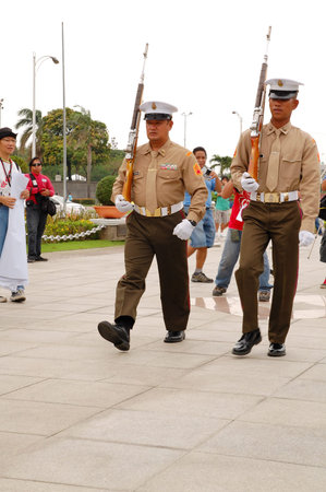 MANILA, PH- OCT. 1: Rizal Park also known as Luneta National Park marching guards on October 1, 2011...