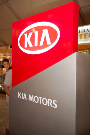 PASAY, PH - APR. 1: Kia sign at 8th Manila International Auto Show on April 1, 2012 in World Trade Center Metro Manila, Pasay, Philippines.のeditorial素材