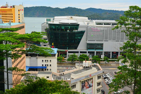 KOTA KINABALU, MY- JUNE 21: Suria Sabah mall facade on June 21, 2016 in Kota Kinabalu, Malaysia . Suria Sabah is a modern 1-stop city center shopping mall, designed for Sabahans and tourists.のeditorial素材