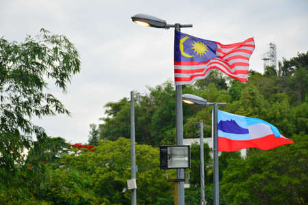 KOTA KINABALU, MY - JUNE 21: Malaysia flag waving on June 21, 2016 in Kota Kinabalu, Malaysia.のeditorial素材