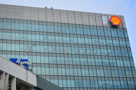 KOTA KINABALU, MY - JUNE 21: Plaza Shell Sabah Shell Petroleum Co Ltd. facade on June 21, 2016 in Kota Kinabalu, Malaysia. Shell is a global leader in power, energy, and gas technology.のeditorial素材