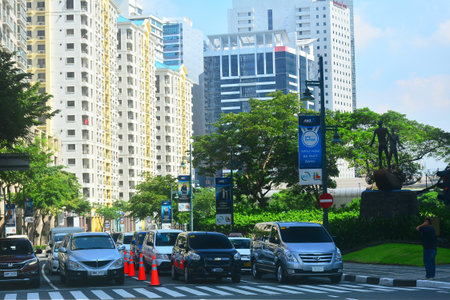 TAGUIG, PH - OCT. 1: Forbes Town Center road on October 1, 2016 in Taguig, Philippines.
