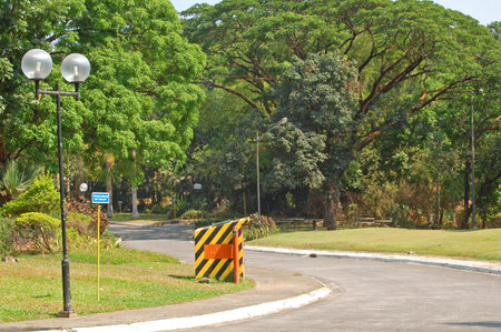RIZAL, PH - OCT. 15: Meralco Development Center (MMLDC) pathway with trees on October 15, 2015 in...