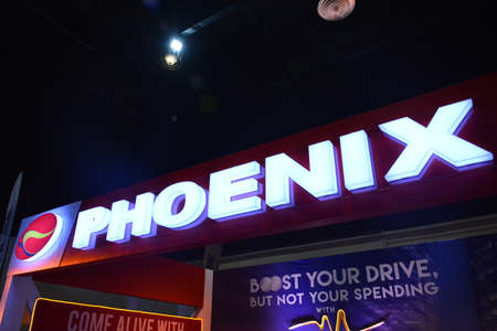 PASAY, PH - JULY 28: Phoenix fuel booth at Bumper to Bumper Prime car show on July 28, 2019 in Pasay, Philippines. Bumper to Bumper is an car show featuring aftermarket cars.のeditorial素材