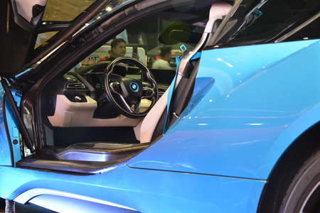 PASAY, PH - JULY 28: BMW i8 at Bumper to Bumper Prime car show on July 28, 2019 in Pasay, Philippines. Bumper to Bumper is an car show featuring aftermarket cars.のeditorial素材