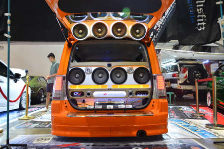 PASAY, PH - JULY 28: Customized sound speaker system at Bumper to Bumper Prime car show on July 28, 2019 in Pasay, Philippines. Bumper to Bumper is an car show featuring aftermarket cars.のeditorial素材