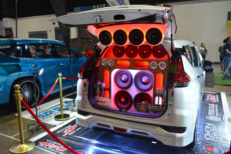 PASAY, PH - JULY 28: Customized sound speaker system of Mitsubishi Xpander at Bumper to Bumper Prime car show on July 28, 2019 in Pasay, Philippines. Bumper to Bumper is an car show featuring aftermarket cars.のeditorial素材
