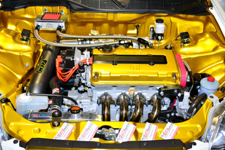 PASAY, PH - NOV 30 - Honda civic engine at Manila Auto Salon car show on November 30, 2017 in Pasay,...