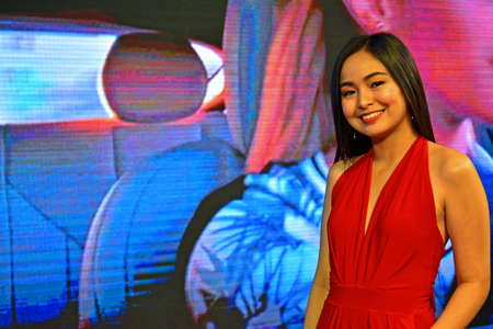 PASAY, PH - APRIL 7 - Hyundai female model at Manila International Auto Show on April 7, 2018 in Pasay, Philippines.のeditorial素材