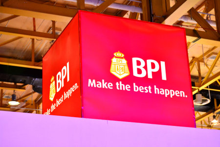 PASAY, PH - APR 1- Bank of the Philippine Islands (BPI) booth sign at Manila International Auto Show on April 1, 2017 in Pasay, Philippines.Â のeditorial素材