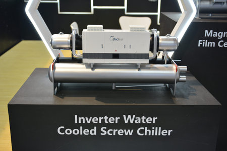 PASAY, PH - JULY 26 - Midea Group inverter water cooled screw chiller at Philauto show on July 26,...