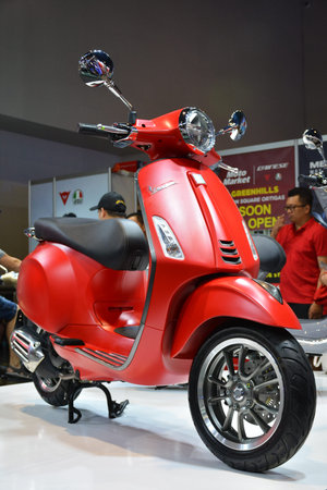 PASAY, PH - JUNE 16 -Â Vespa primarera s motorcycle at Makina Moto show on June 16, 2019 in Pasay,...