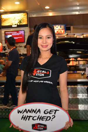PASAY, PH - APRIL 7 - Total Hitch female model at Manila International Auto Show on April 7, 2019 in Pasay, Philippines.のeditorial素材