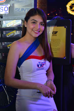 PASAY, PH - MARCH 24 - Yaguso female model at Inside Racing Motor Bike Show on March 24, 2019 in Pasay, Philippines.のeditorial素材