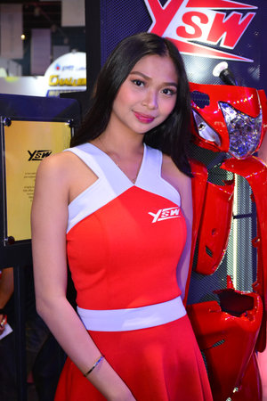 PASAY, PH - MARCH 24 - Ysw female model at Inside Racing Motor Bike Show on March 24, 2019 in Pasay, Philippines.のeditorial素材