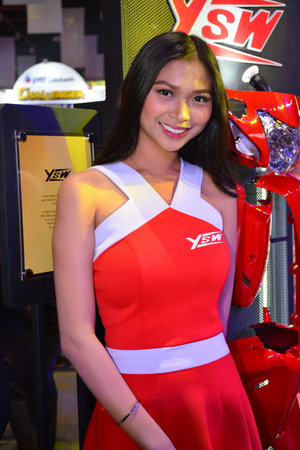 PASAY, PH - MARCH 24 - Ysw female model at Inside Racing Motor Bike Show on March 24, 2019 in Pasay, Philippines.のeditorial素材