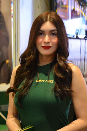 PASAY, PH - MARCH 24 - West Lake tires female model at Inside Racing Motor Bike Show on March 24, 2019 in Pasay, Philippines.のeditorial素材