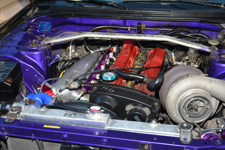 PASIG, PH - MAY 5 - Customized car engine at Hot Import Nights car show on May 5, 2019 in Pasig,...