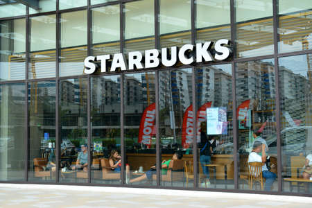 PASAY, PH - MAY 26 - Starbucks Coffee facade at Met Live mall on May 26, 2019 in Pasay, Philippines.のeditorial素材