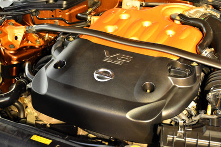 PASIG, PH - MAY 13 - Nissan v6 engine at Hot Import Nights car show on May 13, 2018 in Pasig,...