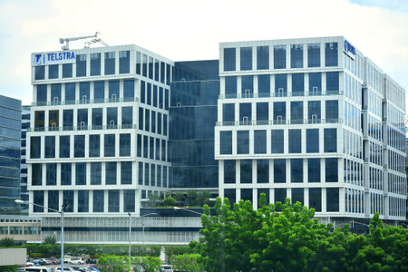 PASAY, PH - JULY 15 - Telstra building facade on July 15, 2018 in Pasay, Philippines. Telstra is...