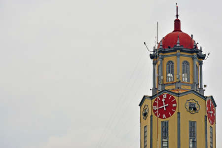 MANILA, PH - OCT 7 - Manila City Hall clock tower on October 7, 2017 in Manila, Philippines. Manila City Hall Clock Tower has hexagonal shaped tower has one red-faced clock placed on its three facets.のeditorial素材