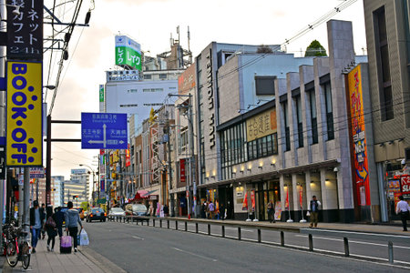 OSAKA, JP - APR 12 - Tennoji hall facade on April 12, 2017 in Osaka, Japan