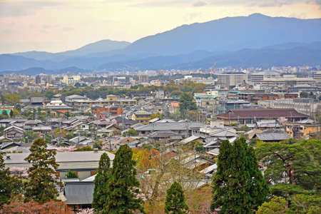 KYOTO, JP - APRIL 10 - Kyoto city overview on April 10, 2017 in Kyoto, Japan.のeditorial素材
