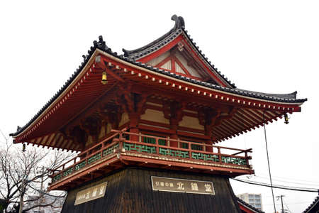 OSAKA, JP - APRIL 8 - Shitennoji Temple facade on April 8, 2017 in Osaka, Japan. Shitennoji is a Buddhist temple and regarded as the first Buddhist and oldest officially administered temple in Japan.のeditorial素材