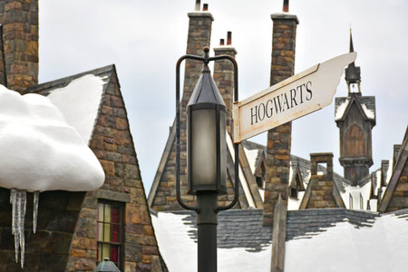 OSAKA, JP - APRIL 7 - Harry Potter theme hogwarts street sign at Universal Studios Japan on April 7,...